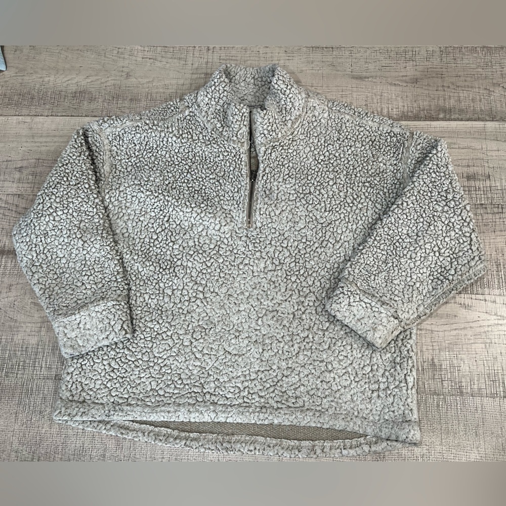 Dylan Light Grey Faux Fur Sherpa 3/4 Zip Up Pull Over Size Small - Picture 2 of 12